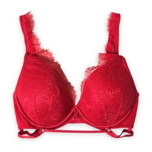Victoria's Secret Very Sexy Red Lace Padded Underwire Cage Bra